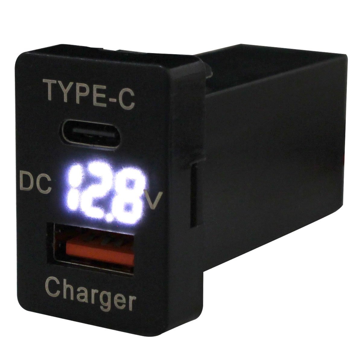 【送料220円】トヨタA ヴィッツ 130系 H23.1~H24.5 LED:ホワイト 電圧計 USB Type-C タイプC ポート QC3.0 充電 12V スイッチホールカバー拍卖