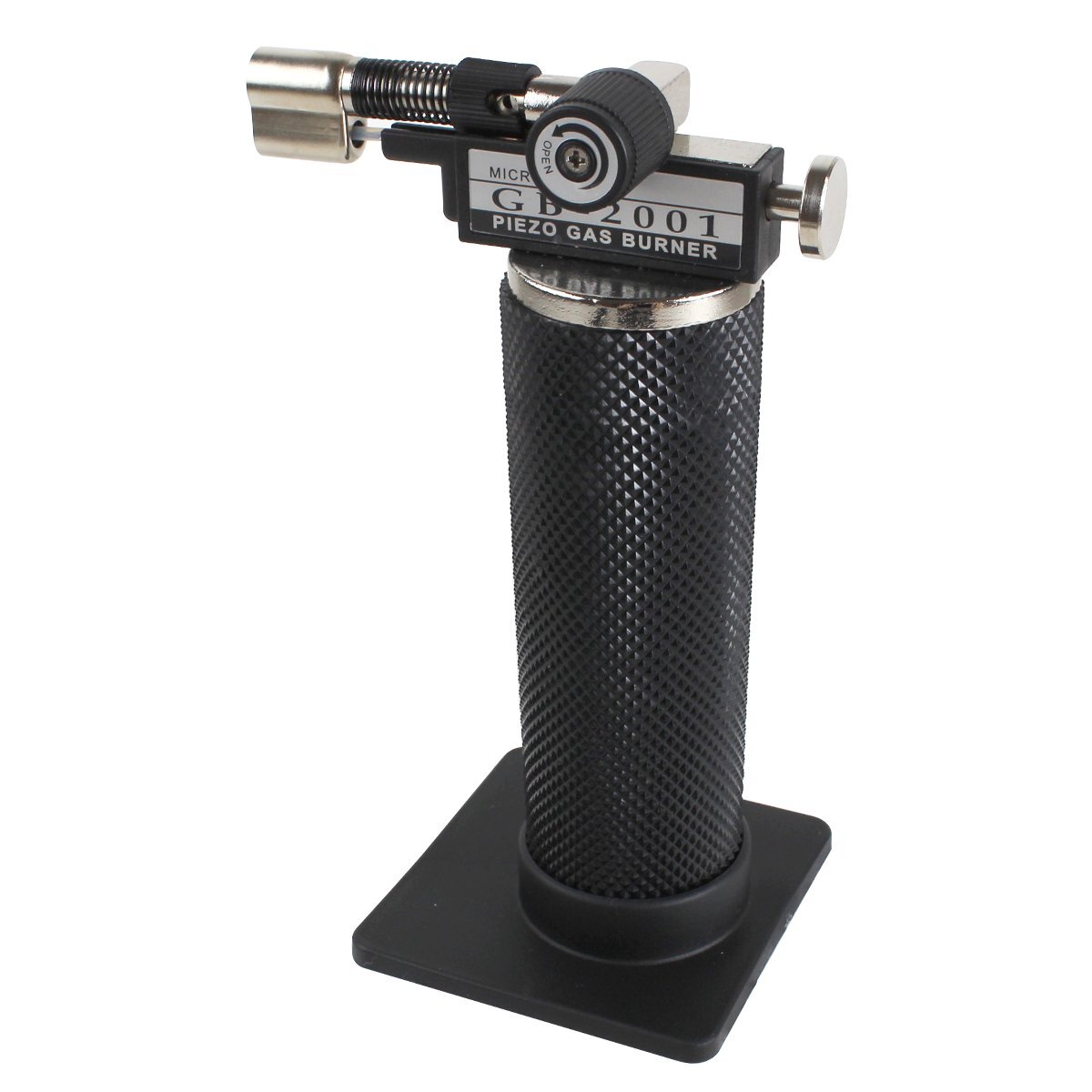 炎温度 1300℃ マイクロトーチ ガスバーナー 溶接トーチ 台座 火力調節 付き DIY アウトドア 火起こし ハンディー トーチ拍卖