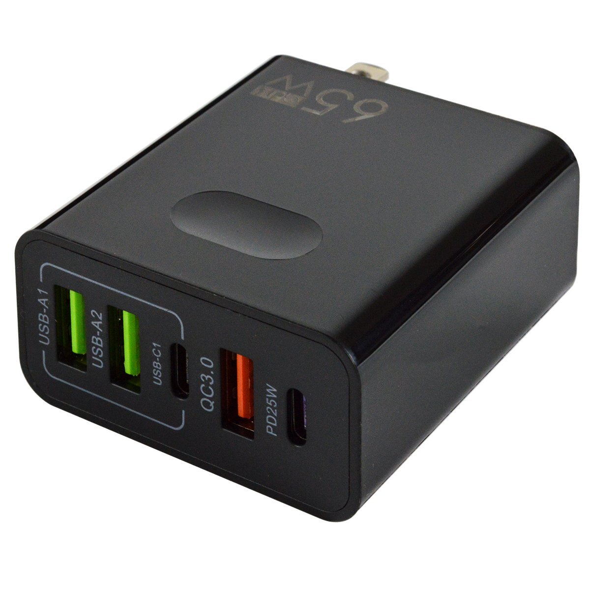 3.1A 65W 急速充電器 5ポート PD25W GaN タイプC type-c USB QC3.0 5口 コンセント スマホ iphone 同時 充電 黒 ブラック拍卖