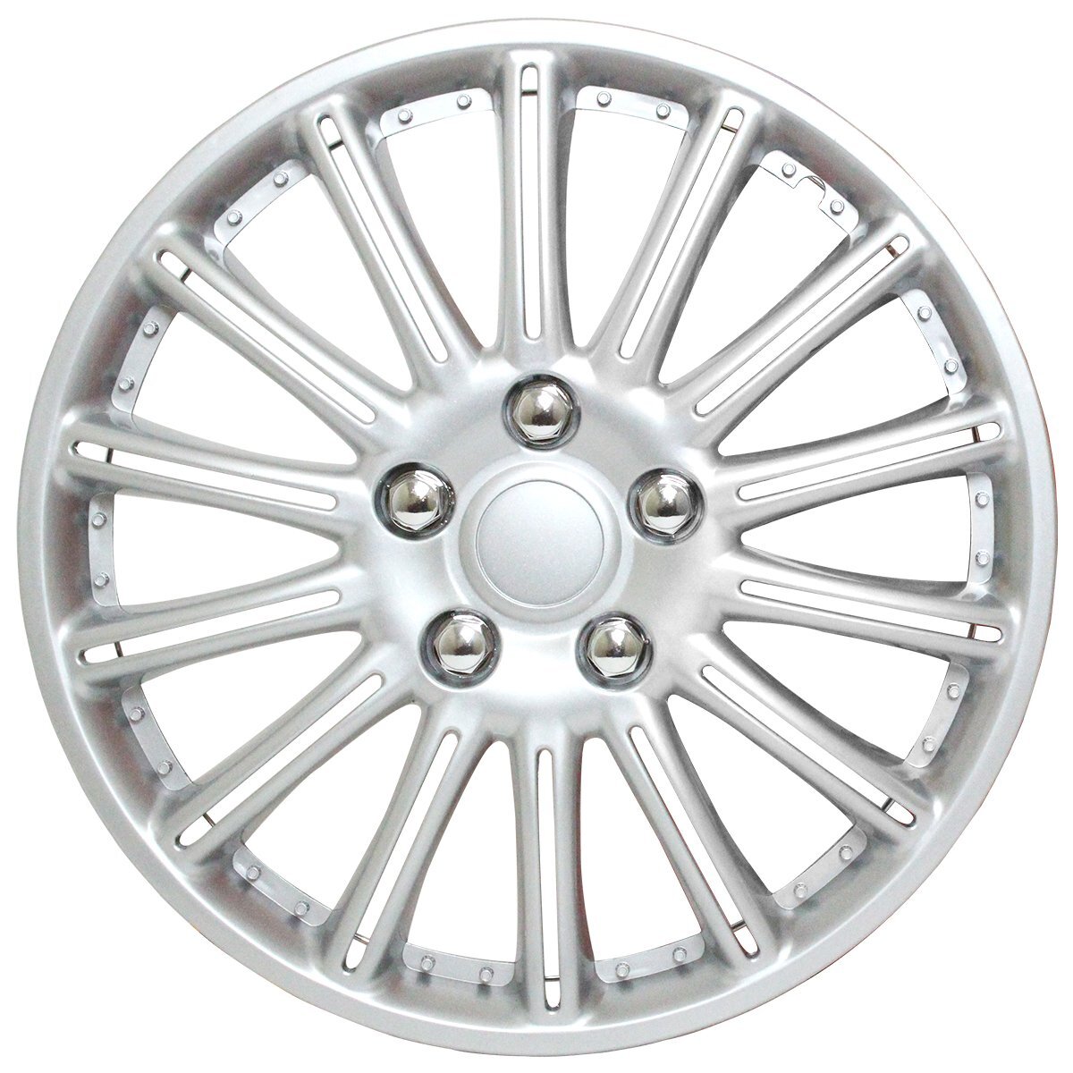 15インチ ホイール カバー キャップ 4枚 汎用 タイプ1:シルバー R15 鉄チン スチール ホイル タイヤ 交換 車 外装 ABS製拍卖