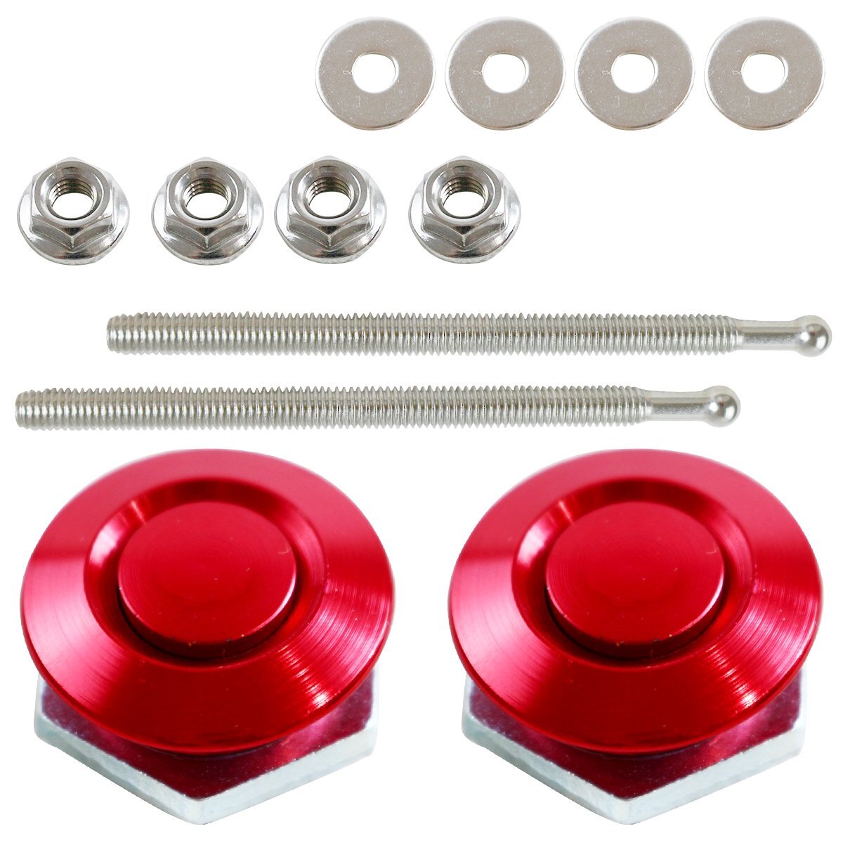【送料220円】『26mm×100mm』『2個』 汎用 プッシュ式 ボンネット ピン 赤 レッド ボンピン 固定 クイックリリース ファスナー バンパー拍卖