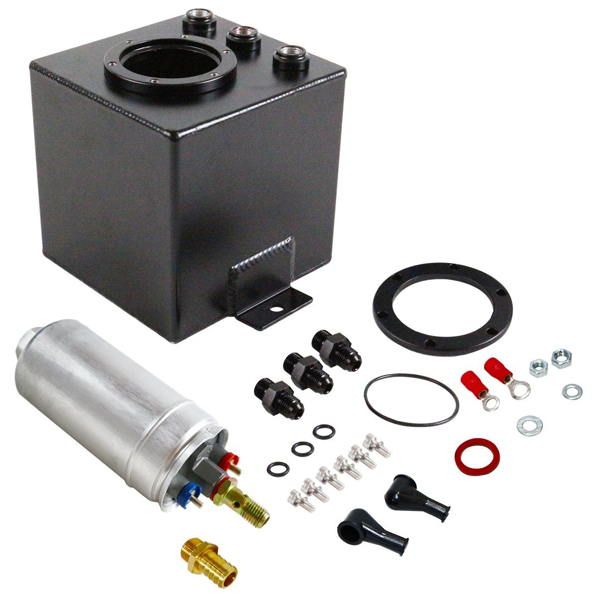 アルミ製 フューエルコレクタータンク 燃料ポンプ キット 2L 2リットル コレクタータンク サーキット ガス欠対策 黒/ブラック拍卖