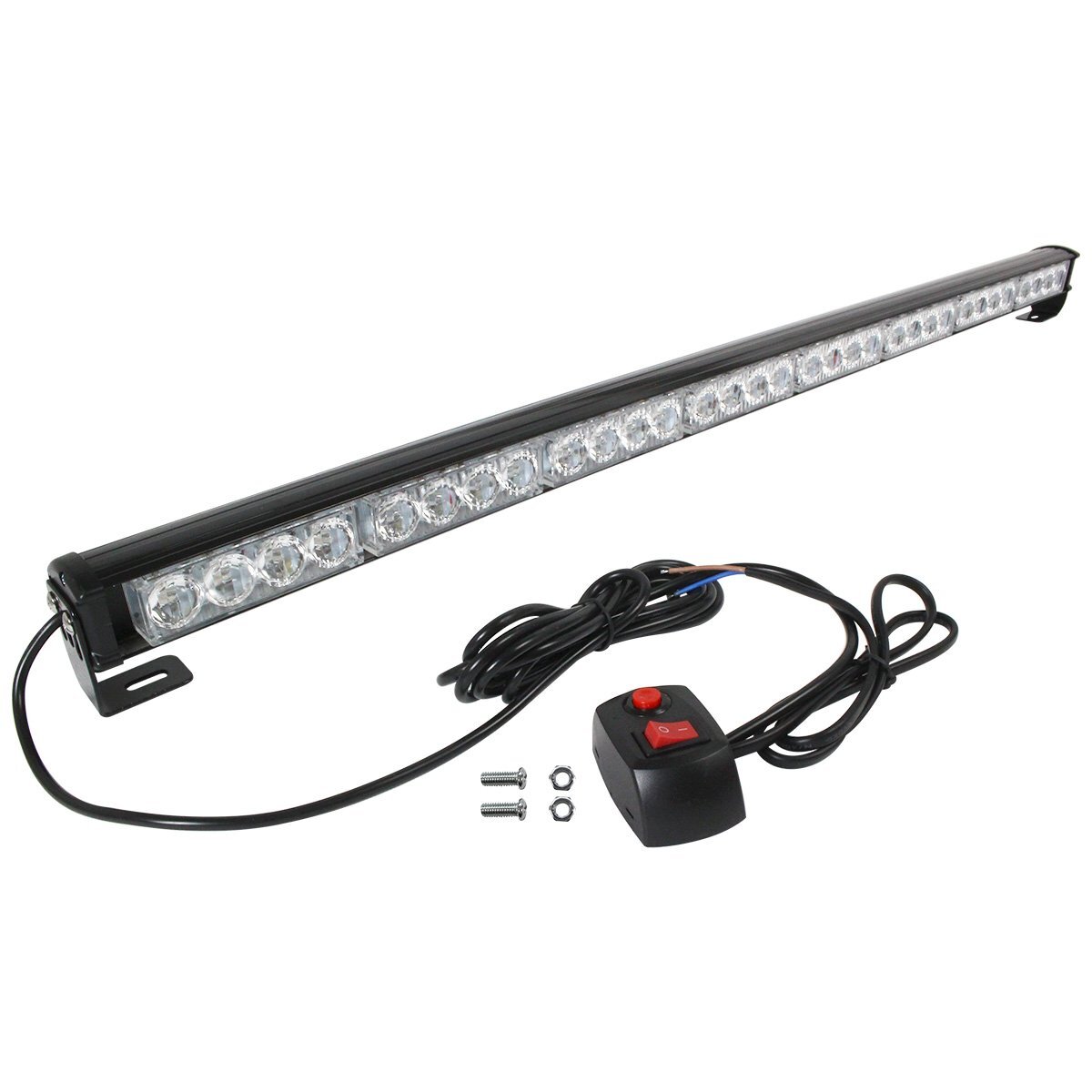 『12v/24v』『90cm 赤/レッド』LED ロング ライトバー ストロボ フラッシュ ライト パターン切替 リモコン付き 誘導 停車灯拍卖