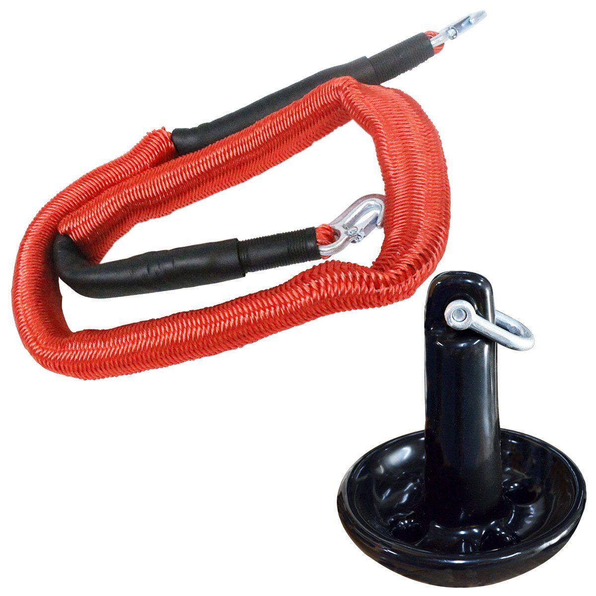 『伸縮ロープ/アンカーセット』マッシュルームアンカー 10LBS 4.5kg 黒 ブラック 6M フロート のびのび アンカー ロープ 赤拍卖