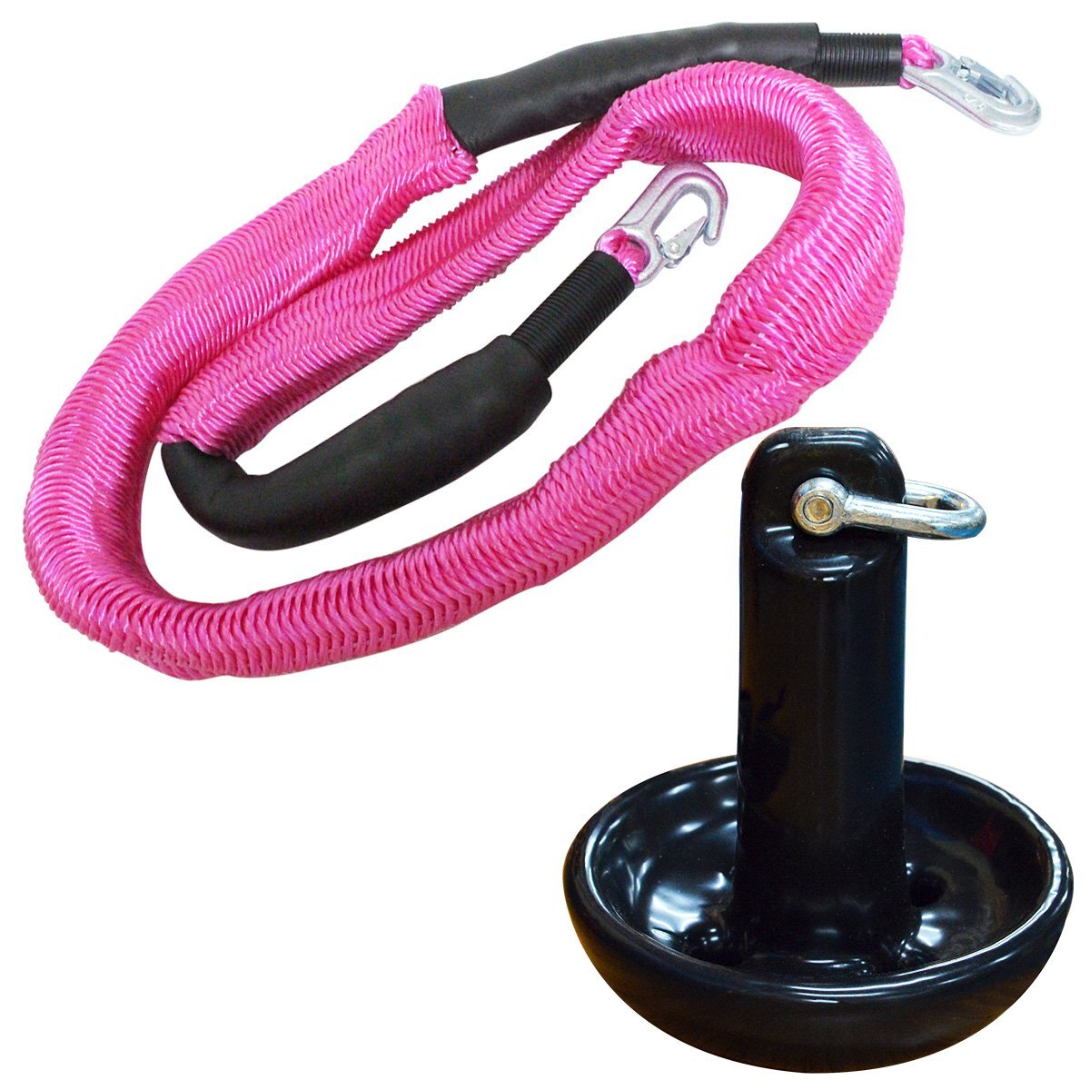 『伸縮ロープ/アンカーセット』マッシュルームアンカー 12LBS 5.5kg ブラック 6M フロート のびのび アンカー ロープ ピンク拍卖
