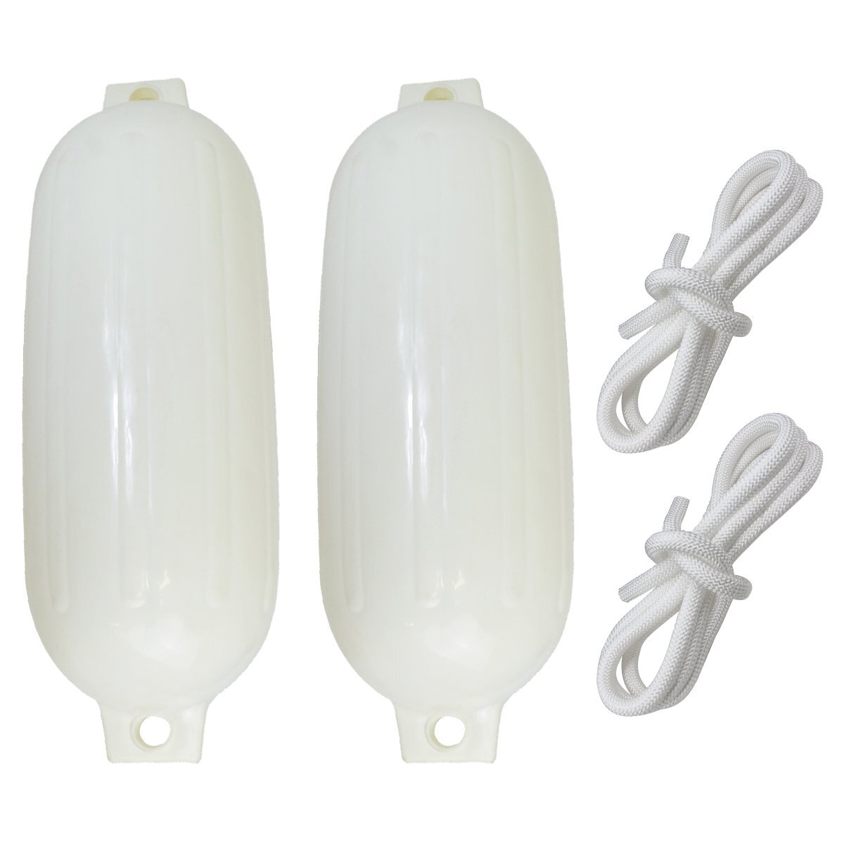 『2セット』 ボートフェンダー 580×190mm フェンダー ロープ 2m 白/ホワイト 浮き ブイ フロートロープ 係留ロープ拍卖