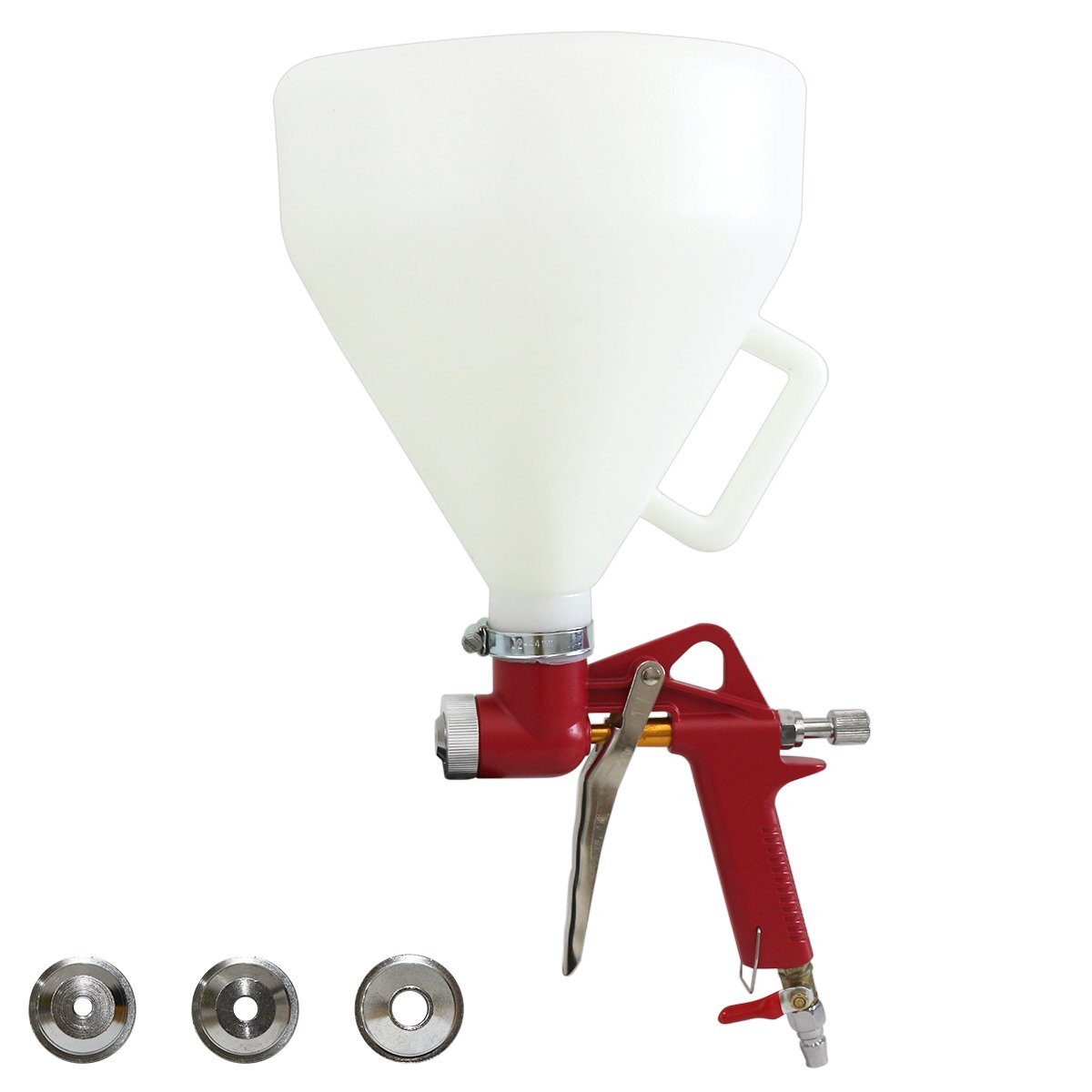 建築塗装用 リシンガン 5L エアー スプレー ガン 重力式 3種類 ノズル付 建築 塗料 塗装 吹付け モルタル 5リットル 吹付拍卖