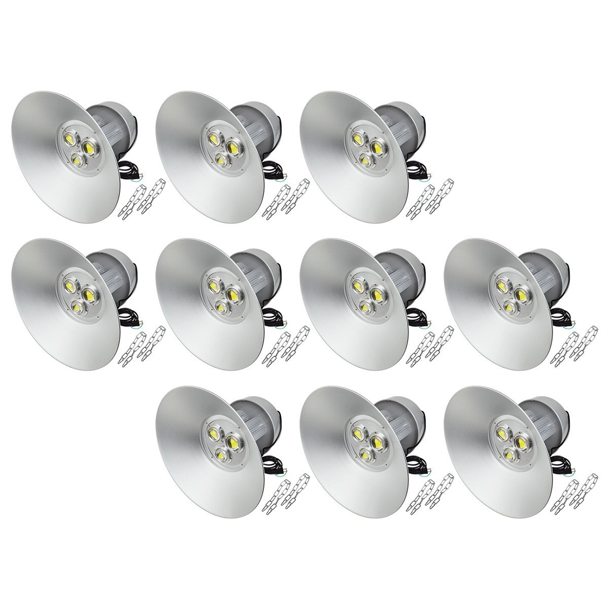 『吊り下げ照明』 水銀灯タイプ LEDだから超省エネ! 投光器 150W AC100V 5m 10個セット ホワイト 白発光 作業灯 倉庫 駐車場 照明拍卖