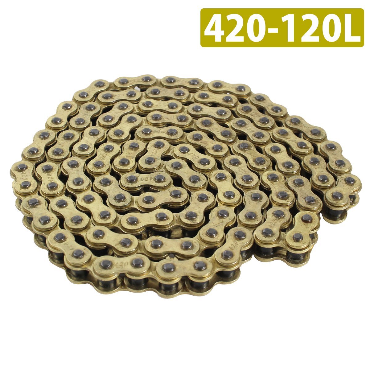 『420-120L』汎用 バイク ゴールドチェーン ノンシール チェーン ドライブチェーン ホンダ エイプ50/100 NSR50 NSR80 HONDA拍卖