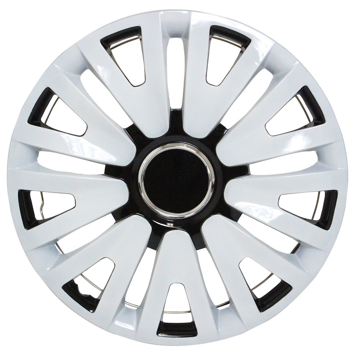 ABS樹脂 ホイールカバー キャップ 13インチ ホワイト×ブラック ホイールキャップ R13 純正交換 スチールホイール てっちんホイール タイヤ拍卖