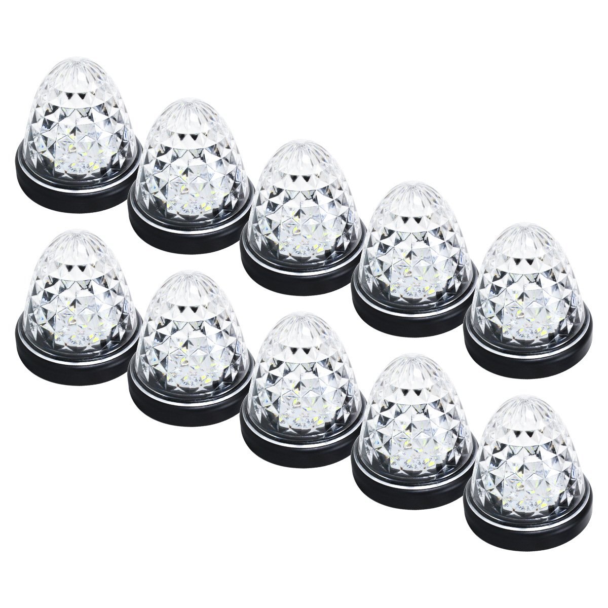 『10個 24V』『青/ブルー』16発 LED サイドマーカー 山型 クリアレンズ マーカー ランプ トラック トレーラー 車幅灯 路肩灯拍卖