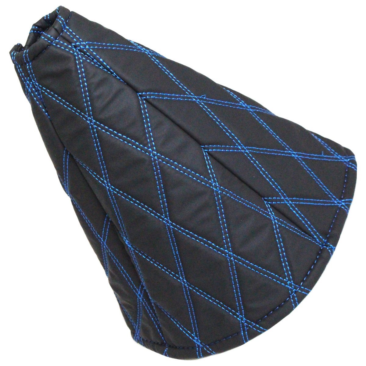 汎用 4トン トラック~大型トラック シフトブーツ カバー モコモコ ヌバック調 ブラック×ブルー ダブルステッチ ダイヤカット拍卖