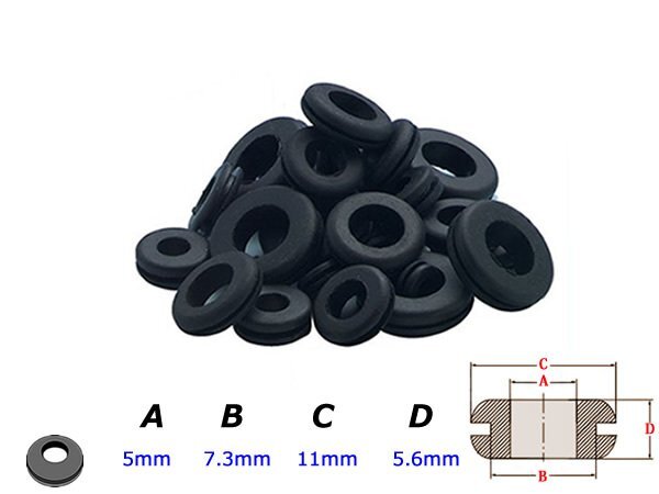 【送料220円】『30個セット 5mm/5φ』配線穴に ラバー 配線 グロメット 黒/ブラック ゴム ラバー カバー 蓋 ゴムワッシャー メクラ拍卖