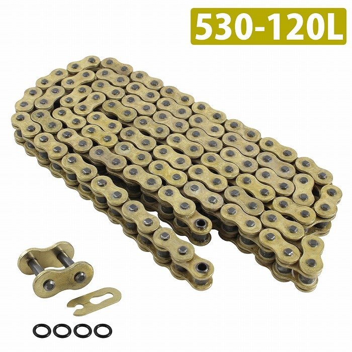『530-120L』『シールチェーン』汎用 バイク シール有 ゴールド チェーン KH250 KH400 GT380 GSX750S 刀 GSX1300R 隼 GS400拍卖