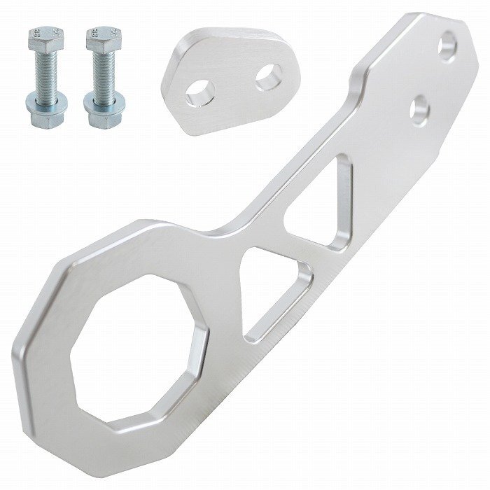 『リア用』汎用 牽引フック 銀/シルバー アルミ製 レーシング トーフック ドリフト サーキット フック 厚み10mm 頑丈!拍卖