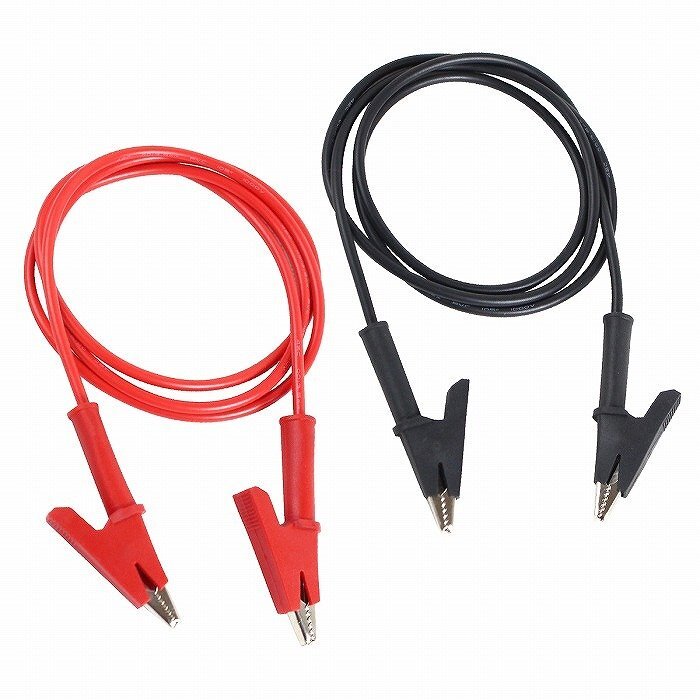 【送料220円】配線長100cm テストリード ワニ口 クリップ ダブルエンド ケーブル 赤/黒 2本セット 両端ワニ口 1M 配線 2線拍卖