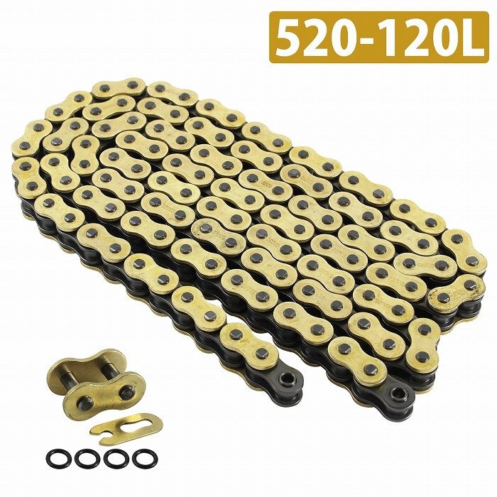 『520-120L』『シールチェーン』汎用 バイク シール有 ゴールド チェーン ZX-6RR ジェイドS CB750F CB750K GT380 YZF CR125拍卖