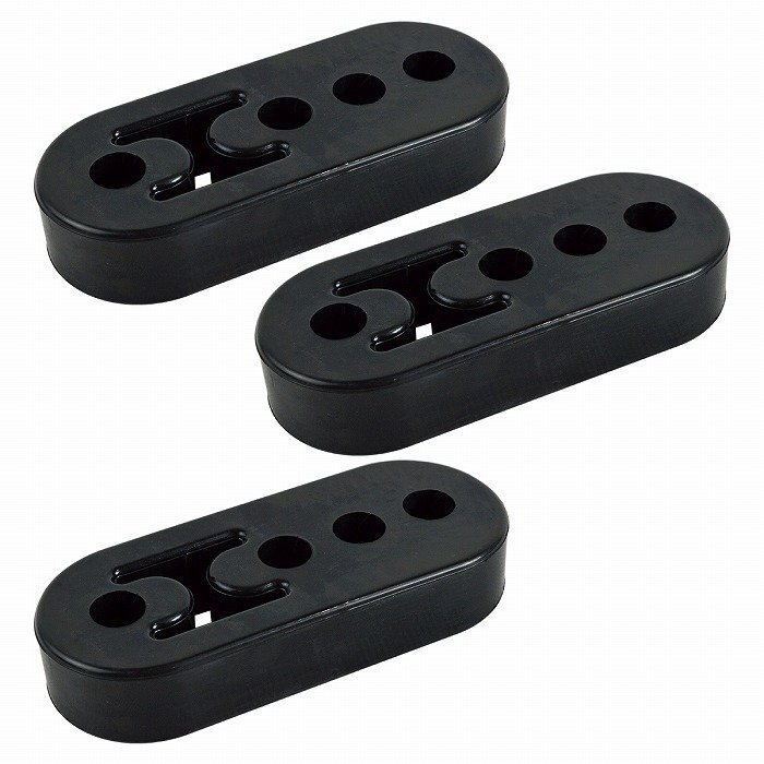 『3個』強化 三段調整式 マフラー リング ハンガー 吊りゴム 4ホール 4穴 穴径12mm 厚み21mm 汎用 マウント 干渉 黒/ブラック拍卖