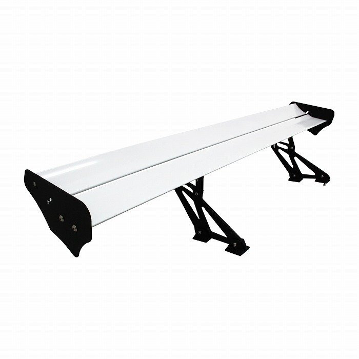 『幅135cm』汎用 GTウイング アルミ製 ダブル ウイング ホワイト ステー付 角度調整可 スポイラー 羽 2枚 エアロ 1350mm拍卖