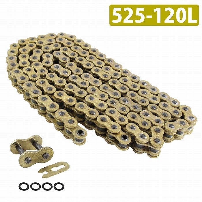 『525-120L』『シールチェーン』汎用 バイク シール有 ゴールド チェーン CBX400F CBX1000 FTR250 GB400 GPZ40F GS400 GS750拍卖