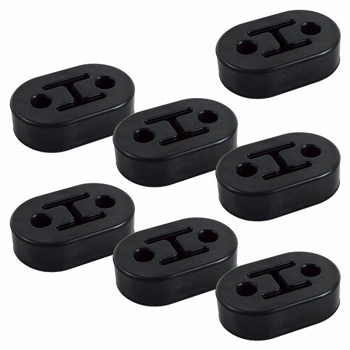 『7個』2穴 12mm 汎用 強化 マフラー ハンガー ブラケット 交換 ブッシュ マウント リング 吊り 干渉 ゴム 車 黒/ブラック拍卖