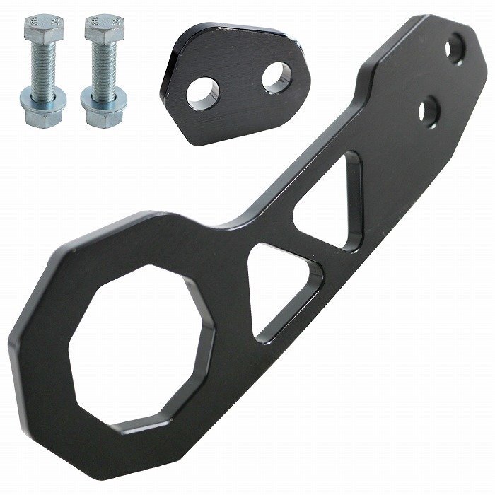 『リア用』汎用 牽引フック 黒/ブラック アルミ製 レーシング トーフック ドリフト サーキット フック 厚み10mm 頑丈!拍卖