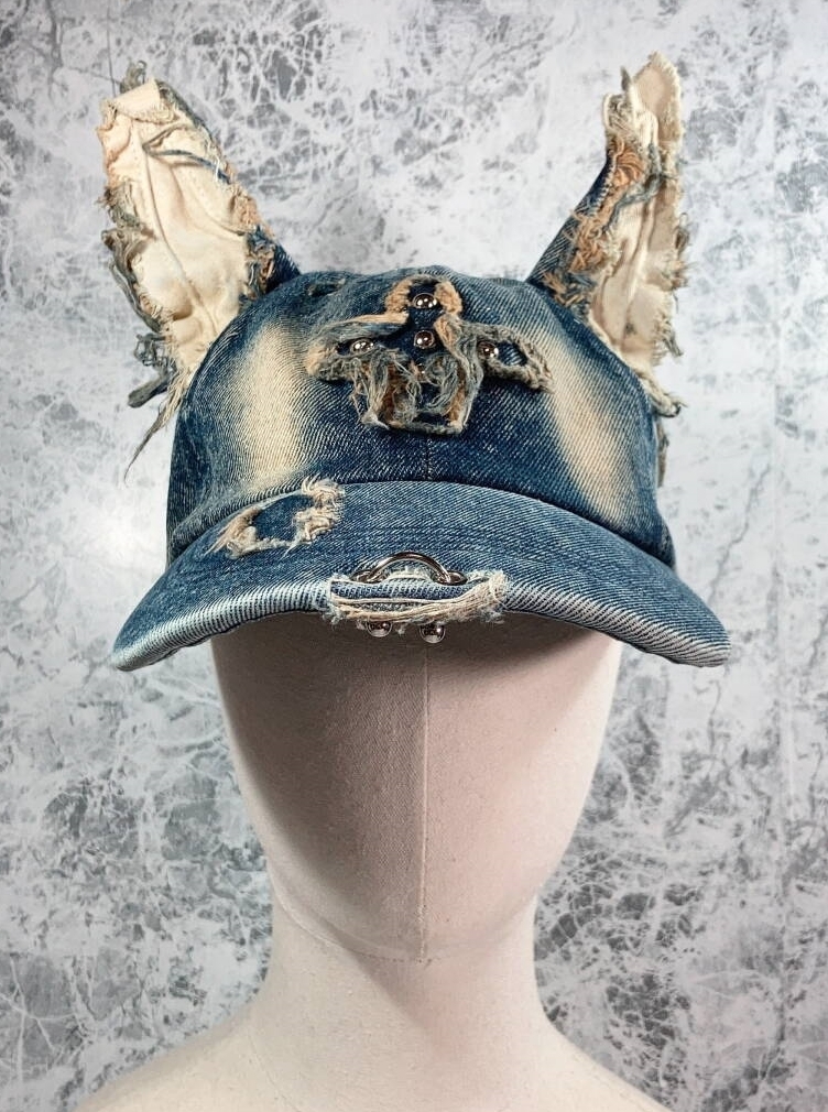 ◆同梱発送可◆「傷だらけのワンコ 犬/イヌ/いぬ 帽子 ダメージ加工 タイプA」fire_sale 【タグ:アクセサリー】拍卖