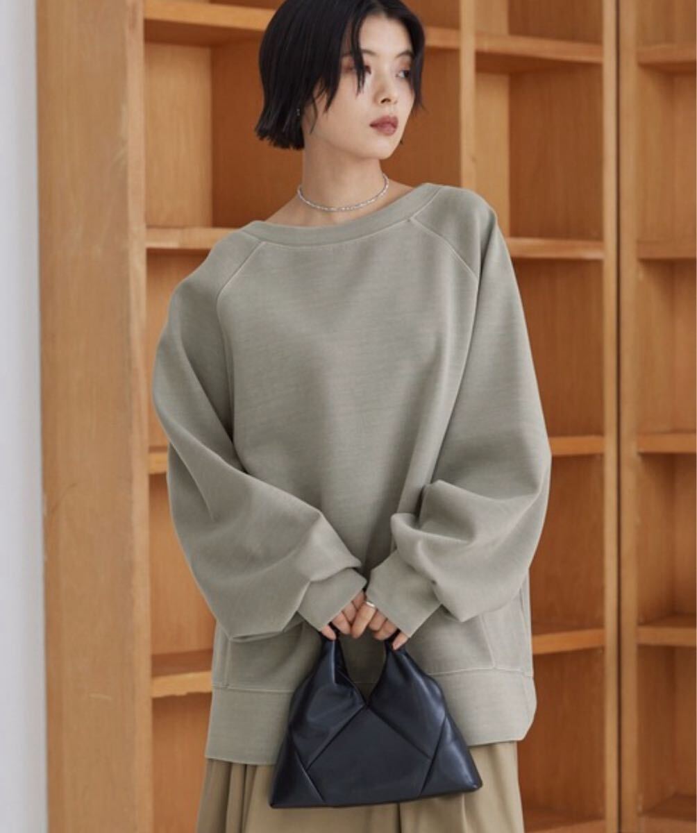 MONO-MART モノマート 新品 ピグメントボートネックオーバーサイズダンボールスウェット スウェットカットソー グレイッシュベージュ拍卖