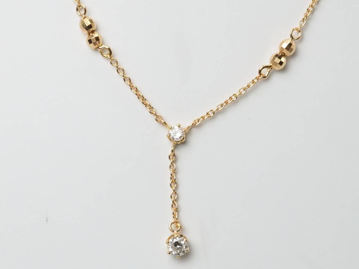 【8527M】K18 天然ダイヤモンド 0.20ct/0.10ct/3.06g ネックレス拍卖
