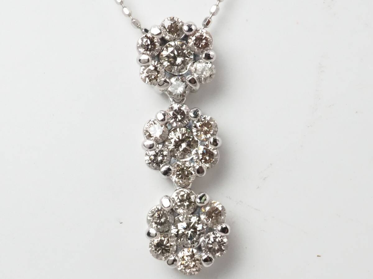 【8680A】K14WG 天然ダイヤモンド 1.00ct/2.7g ネックレス拍卖