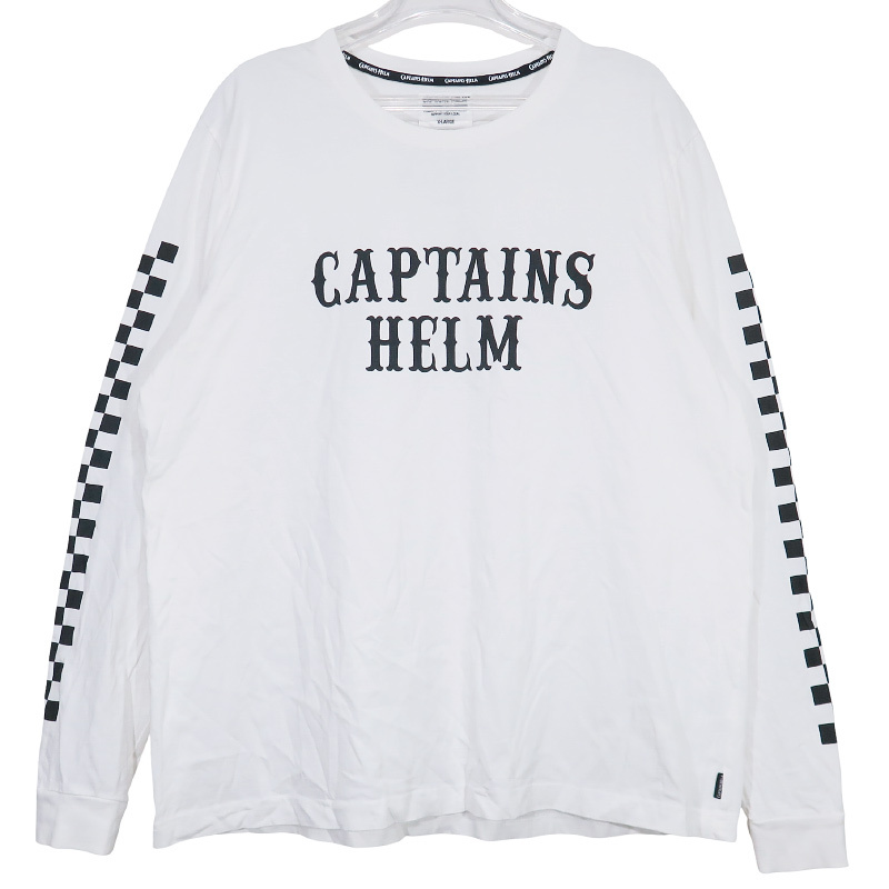 CAPTAINS HELM キャプテンズヘルム CHECKER L/S TEE チェッカー ロングスリーブ Tシャツ ホワイト ロンT 長袖 カットソー サイズXL novz拍卖