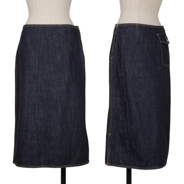アニエスベーagnes b. バックフラップポケット台形スカート インディゴ36拍卖
