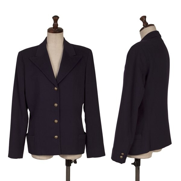 ジャンニヴェルサーチGIANNI VERSACE ウールメタルボタンピークドラペルジャケット 紫M位拍卖