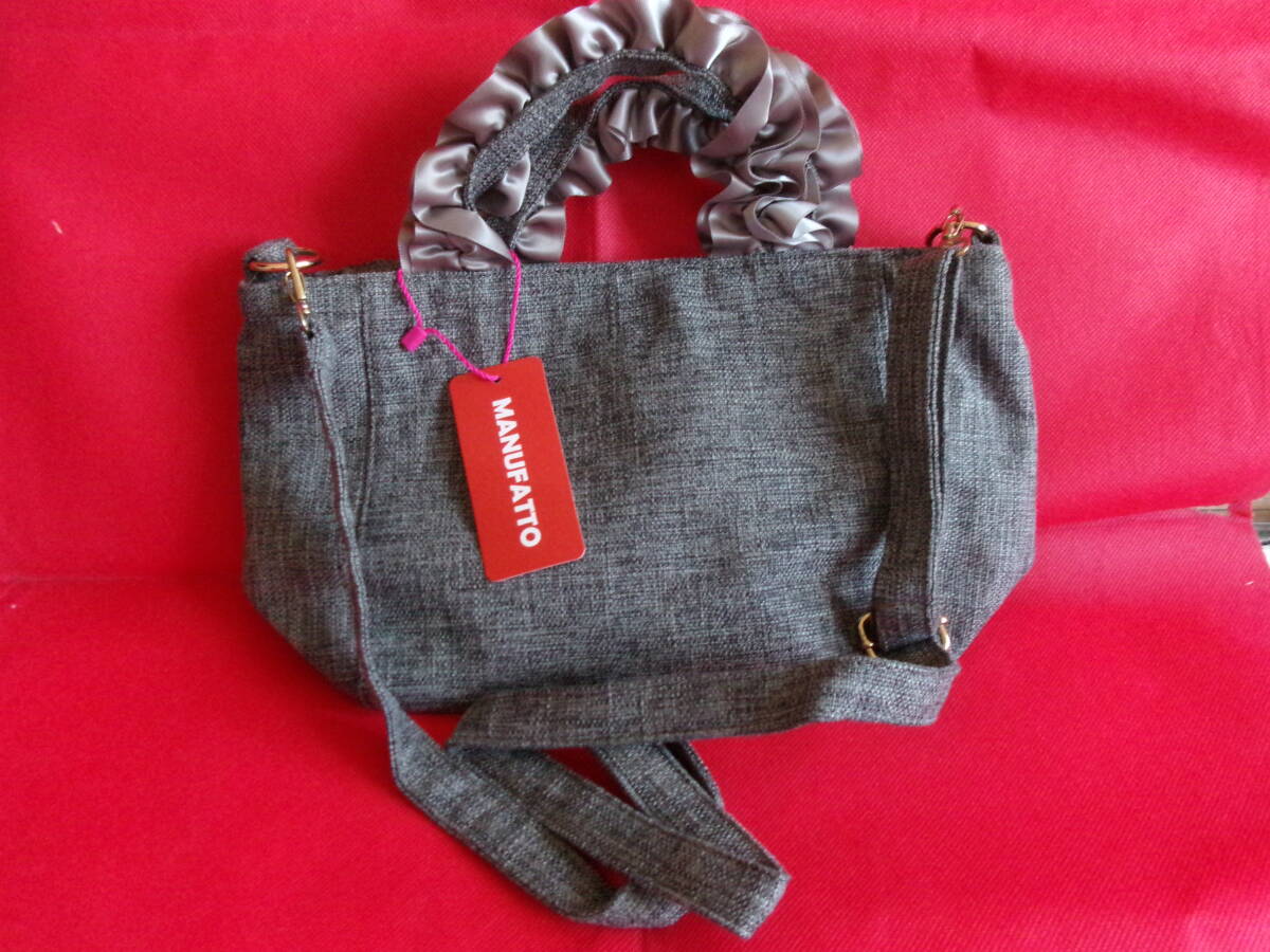 タグ付き MANUTATTO 2Way ハンドバッグ ショルダーバッグ フリルバッグ拍卖
