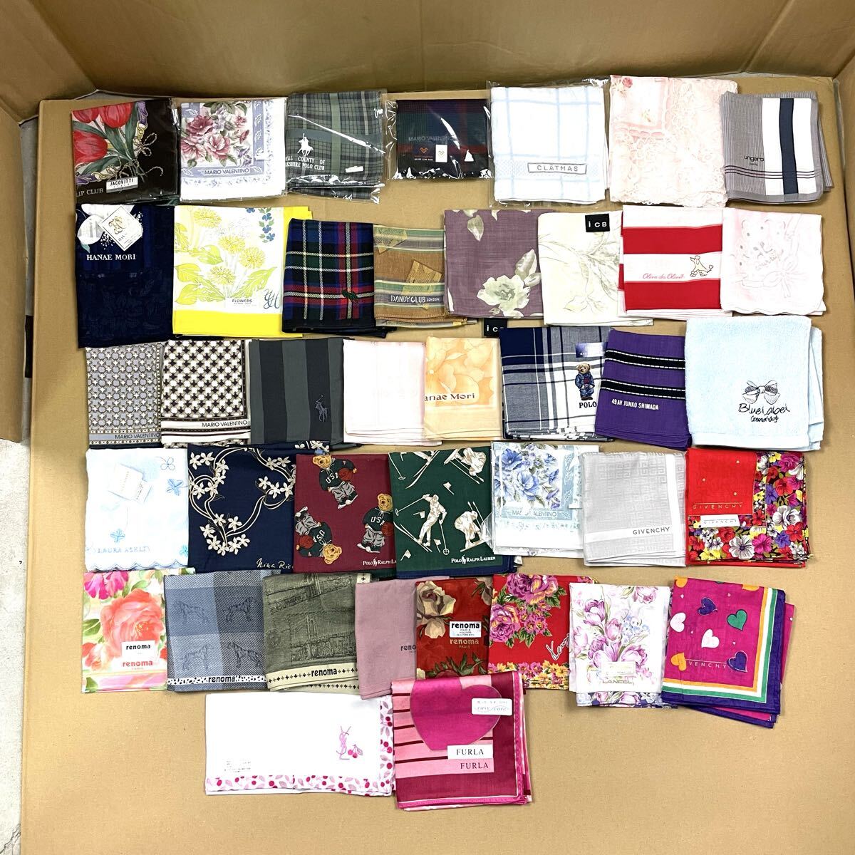 1円スタート ブランド スカーフ ハンカチ タオル まとめ40枚 レノマ フルラ ジバンシー ランセル ケンゾー イヴサンローラン y-110204-17拍卖