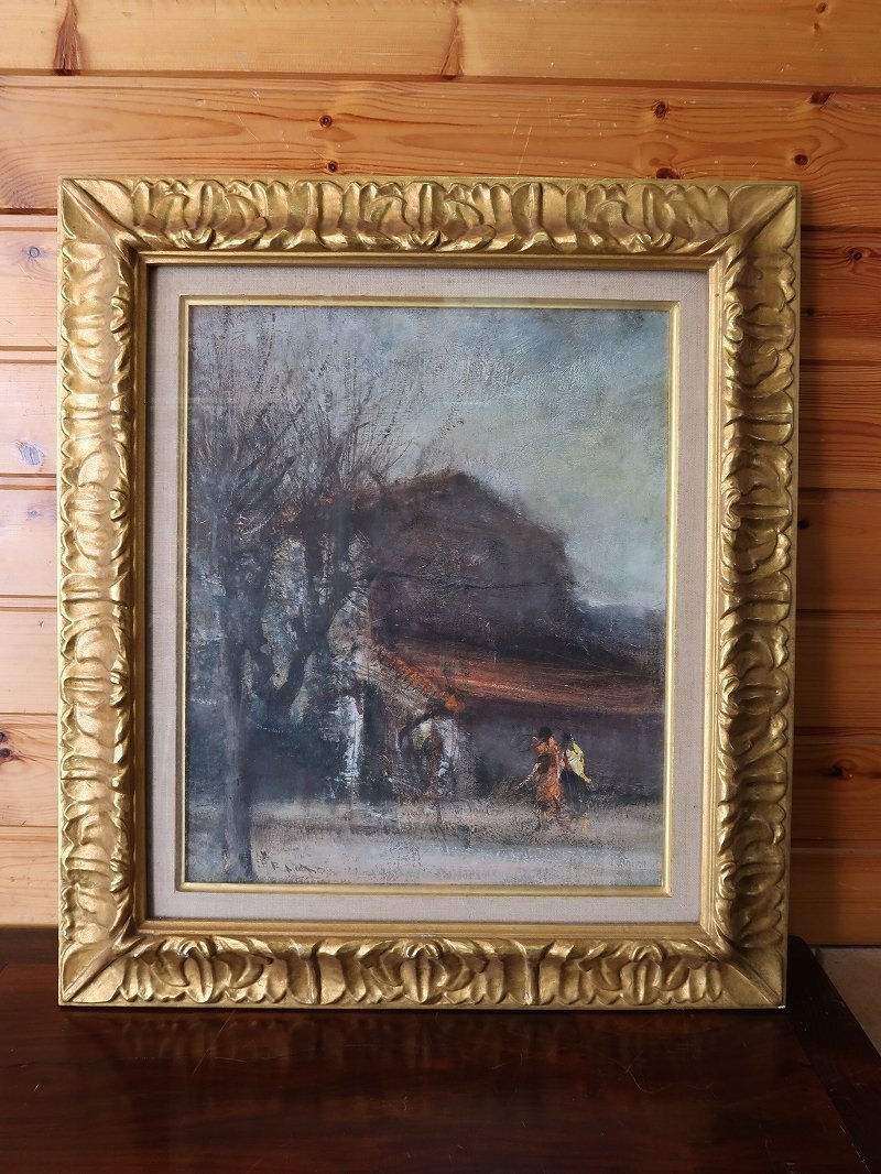 【青宝】1032111平野遼「街景(アルルにて)」油彩F8 肉筆額装 主体美術協会会員(4243666-1/78)拍卖