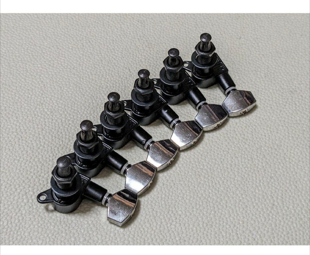 ギター用 ペグ 片側6連 未使用品 リバース 銀色ボタン拍卖