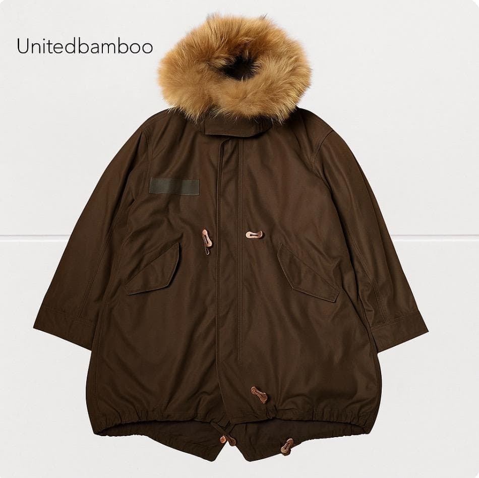 YJ1633@ 1スタ United Bamboo 大人かわいい おしゃれ 素敵 モッズコート フェイクファー M カーキ 秋冬拍卖