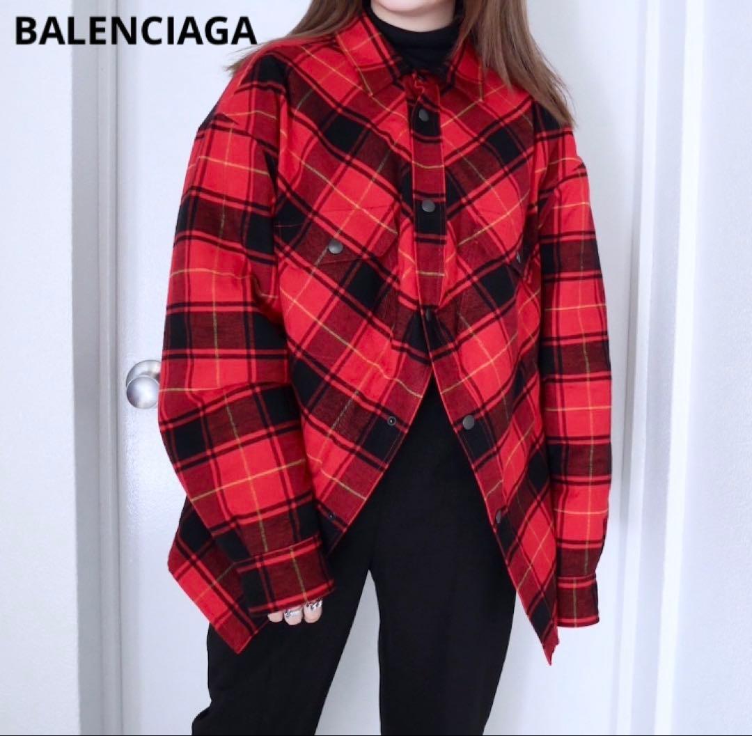 1円~ 未使用級 BALENCIAGA バレンシアガ キルティング ジャケット チェック柄 ブルゾン レディース レッド ブラック フリーサイズ拍卖