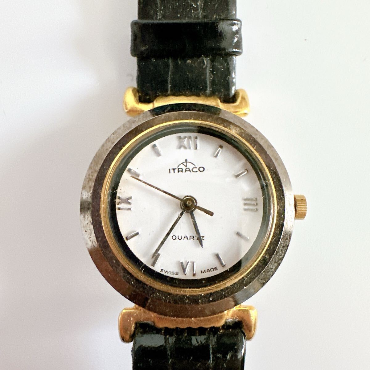 ITRACO イトラコ 腕時計 クォーツ スイス製 黒色 丸型 レトロ アンティーク コレクション拍卖