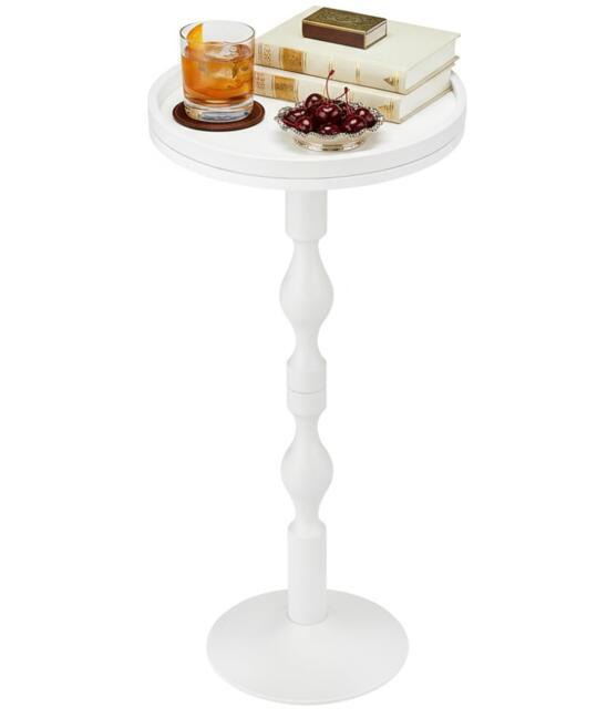 サイドテーブル ひょうたん脚 落下防止ガード付き 耐荷重45kg コンパクト 丸テーブル 拍卖