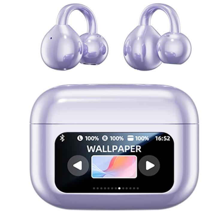 ワイヤレスイヤホン多機能タッチスクリーンANC+ENC対応 パープル パープル 拍卖