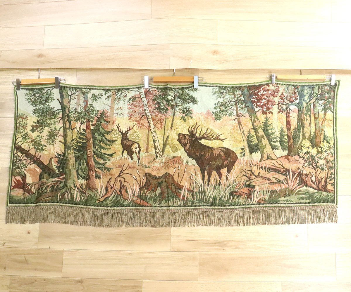 A3-2 I/I11.7-1 鹿 シカ 動物柄 アニマル柄 森 自然 ラグ マット カーペット ブランケット タペストリー インテリア雑貨 絨毯拍卖