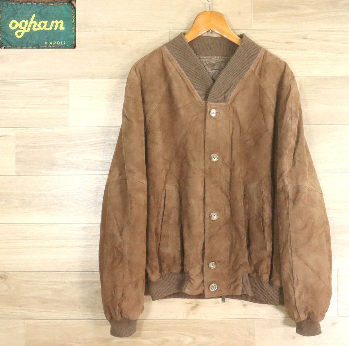 L3O/O10.18-1 イタリア製 Ogham スエードレザージャケット 本革 スウェード 革ジャン 皮ジャン ジップアップ ユーロ古着 52拍卖