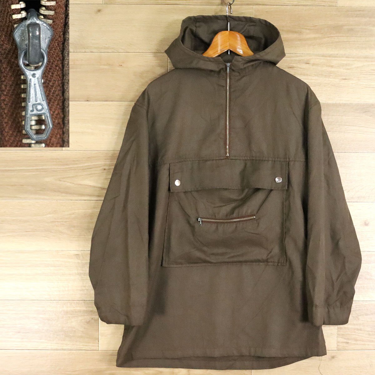 C3Y/O3.31-6 ユーロ古着 アノラックパーカー ハーフジップ プルオーバー ハイキングスモック アウトドア メンズ カーキ系拍卖