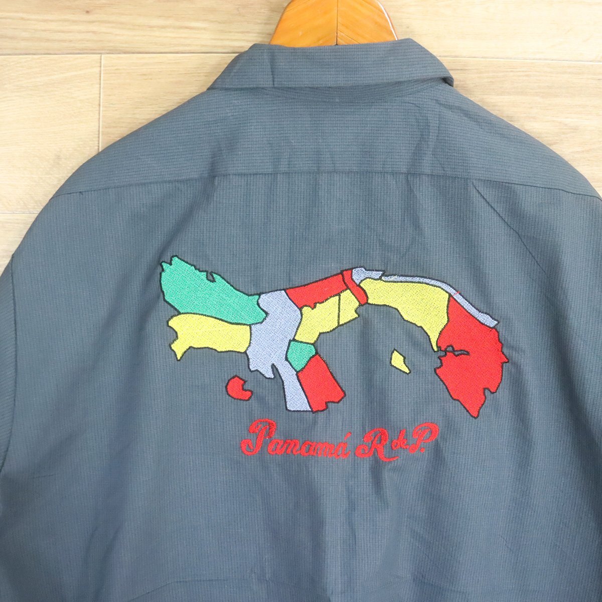 W3T/D10.30-1 アメリカ古着 Cintas シンタス ワークシャツ XL ワッペン メンズ バック刺繍 Panama R de P スーベニア サンプリング拍卖