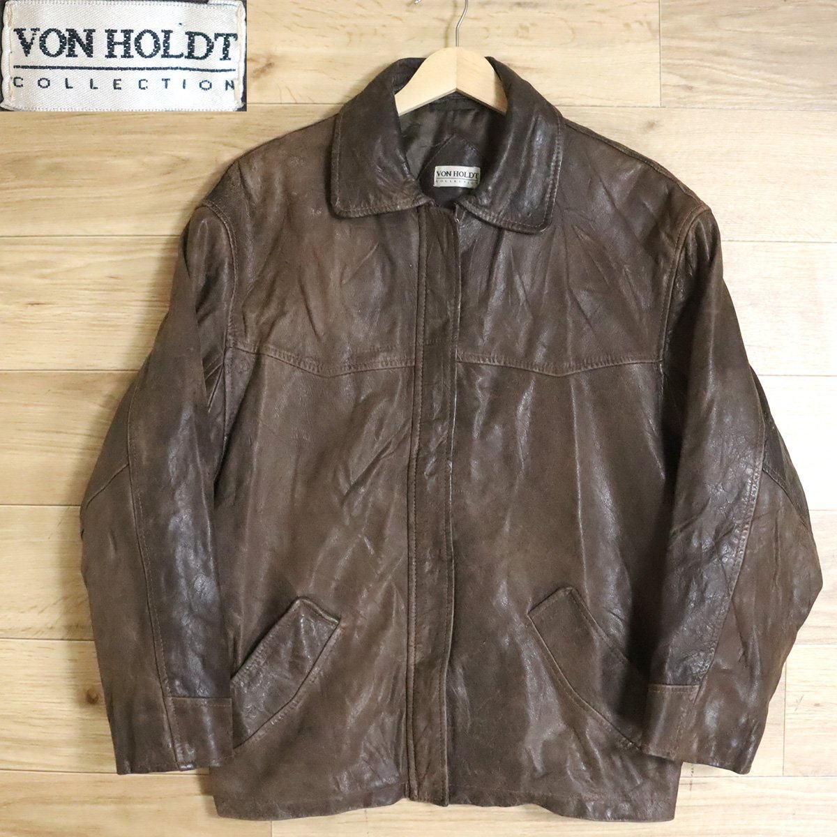 N7T/D10.16-2 ユーロ古着 VON HOLDT シングルライダース 本革 レザージャケット 皮ジャン 革ジャン M位拍卖