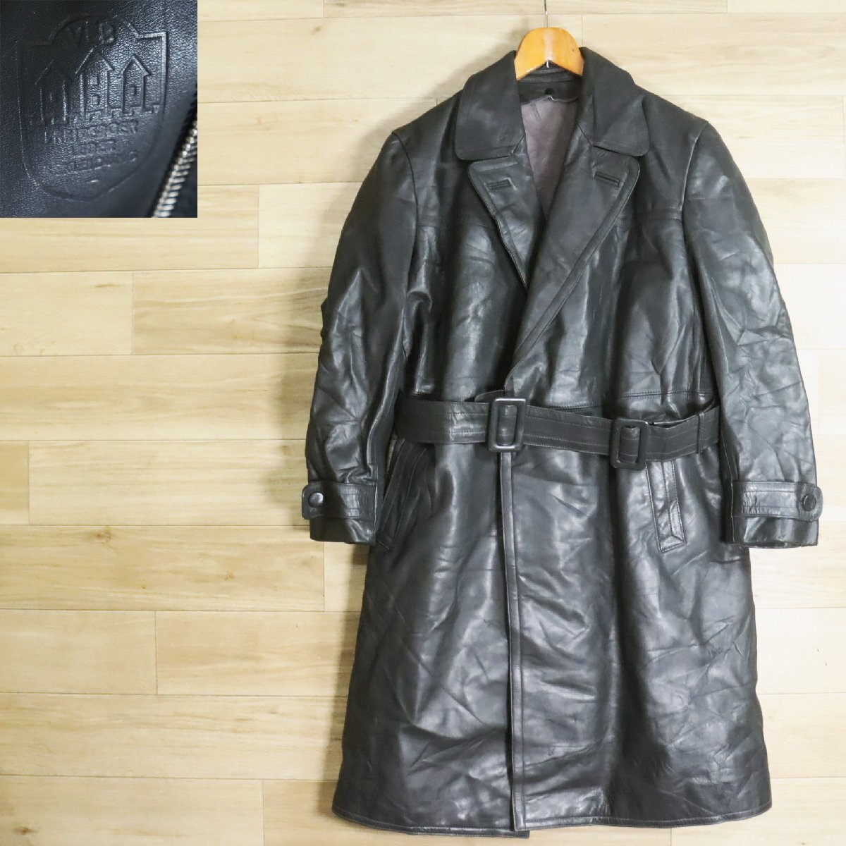 M9O/Y5.5-1 ビンテージ ドイツ モーターサイクルコート 本革 レザーコート ユーロビンテージ 革コート 皮コート ユーロ古着拍卖