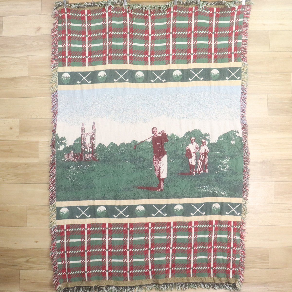 =1-3 I/O10.9-4 GOLF ゴルフ スウィング チェック柄 ラグ マット カーペット ブランケット タペストリー インテリア雑貨 絨毯拍卖
