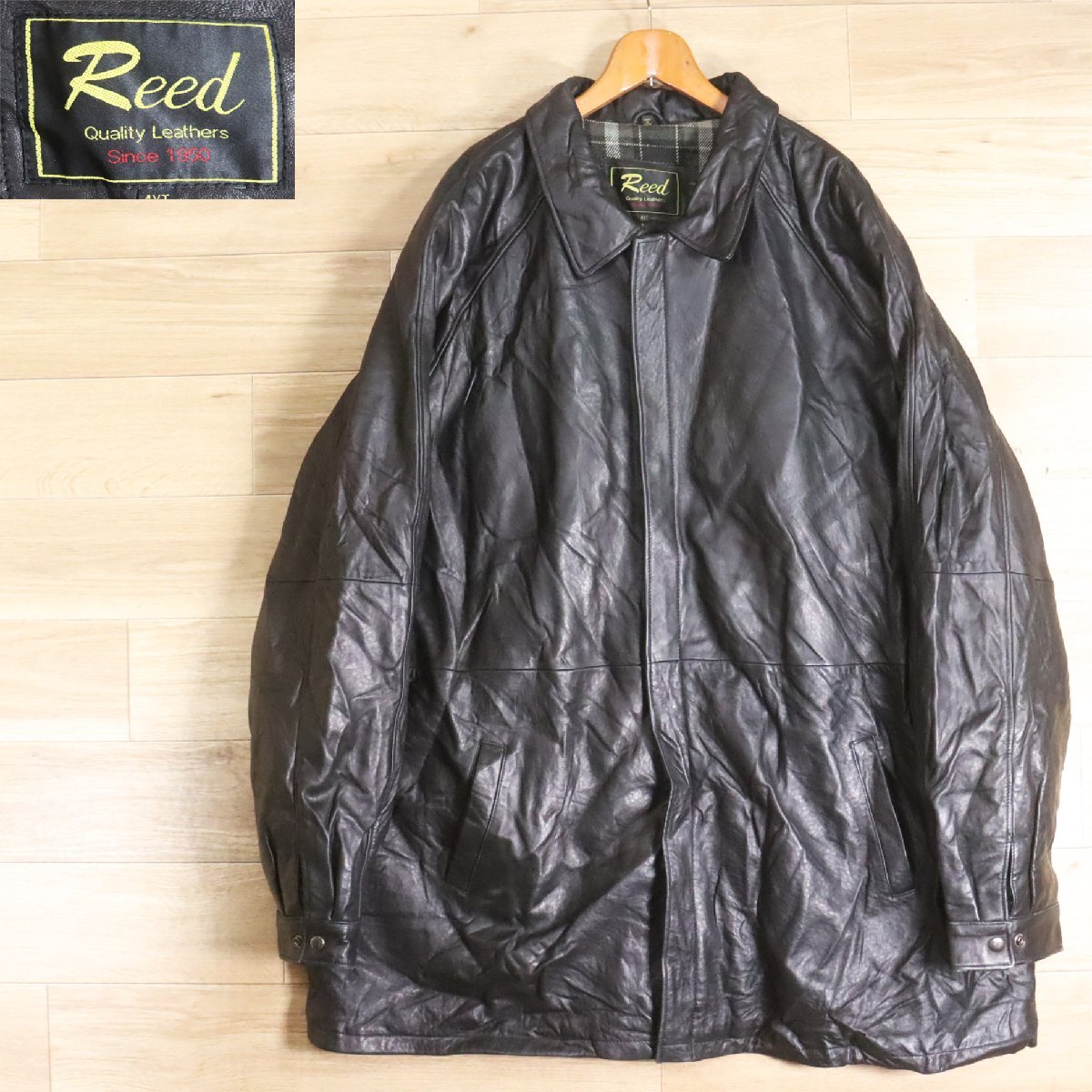 D3O/Y6.5-7 アメリカ古着 Reed レザーカーコート 本革 レザーコート ハーフコート 革コート 皮コート レザージャケット 4XT拍卖